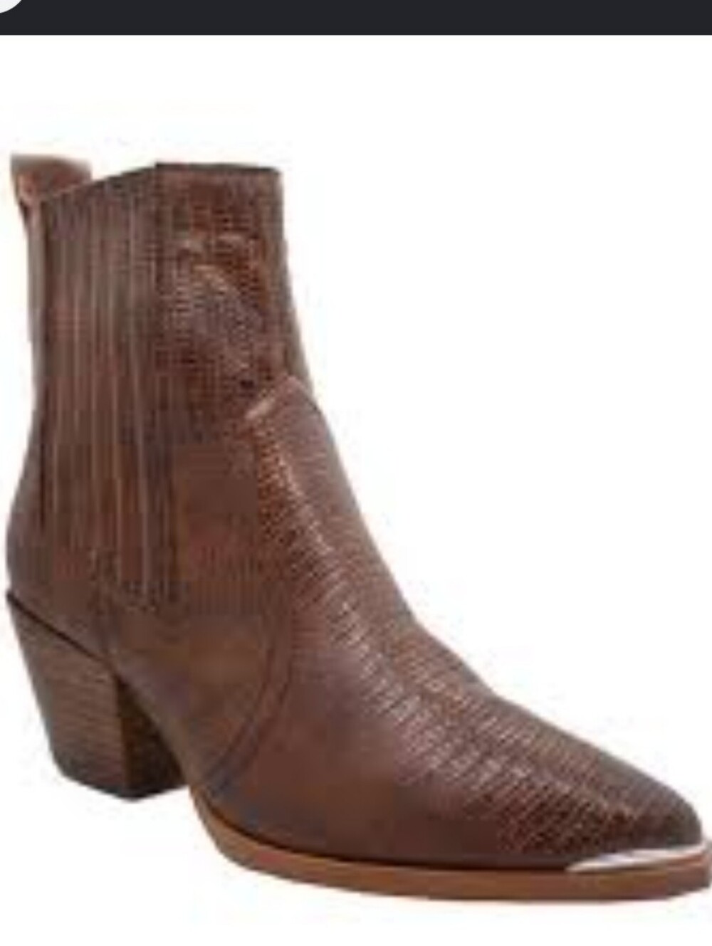 ARiderGirl Eleanor Animal Print Slip On Pointed Toe Stacked Heel Western Bootie